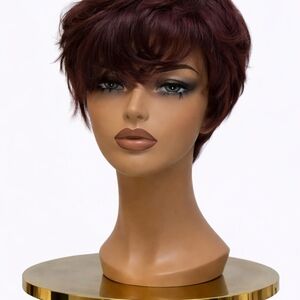 Short Burgundy Pixie Wig for Women - Stylish Layered Cut